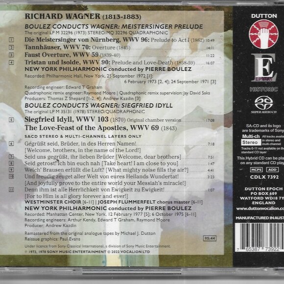 Pierre Boulez Conducts Wagner SACD Meistersinger Prelude Siegfried Idyll Import - Picture 2 of 2